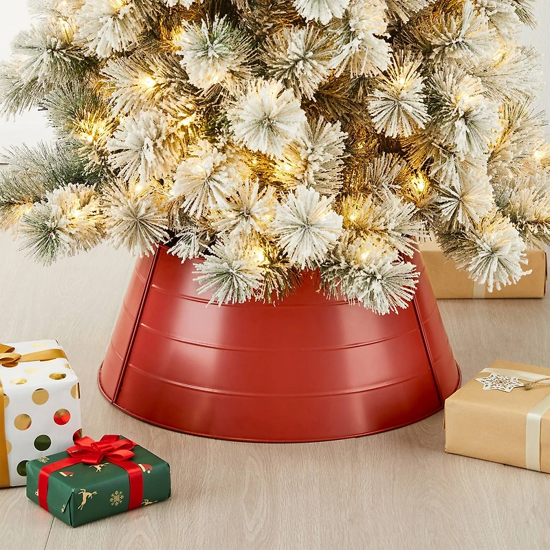 Glitzhome® 22" Christmas Painted Red Metal Tree Collar