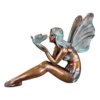 Design Toscano 18" Bird Fairy Cast Bronze Garden Statue