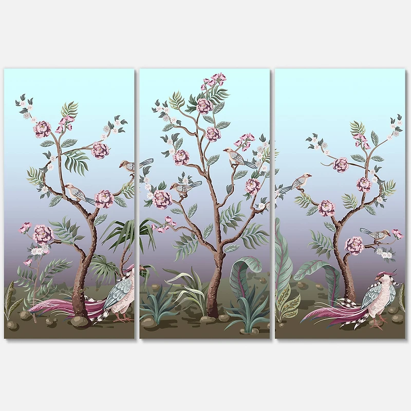 Designart - Chinoiserie With Birds and Peonies II