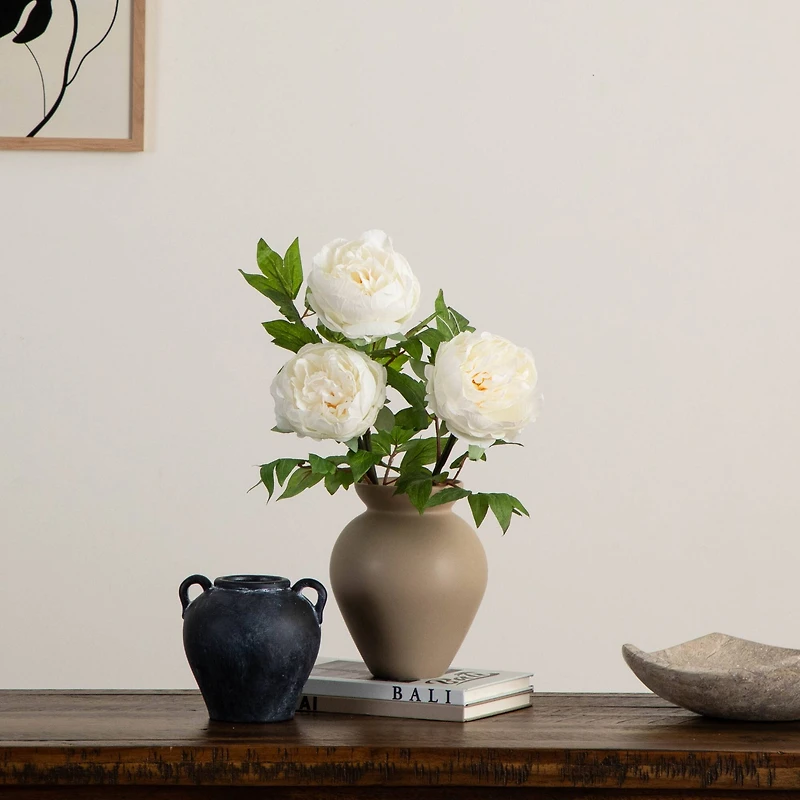 20" White Peony Flower Stems, 3ct.