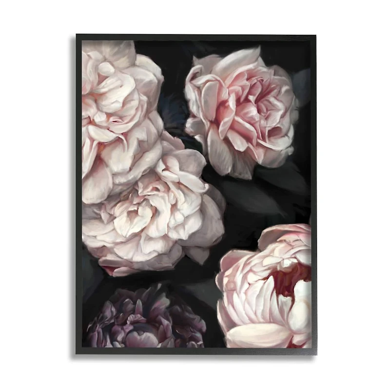Stupell Industries Clustered Pink & White Florals Wall Art in Black Frame