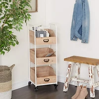 Brown Fir Industrial Storage Cart, 36" x 13" x 12"