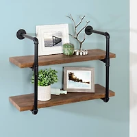 Honey Can Do Black 2-Tier Industrial Wall Shelf