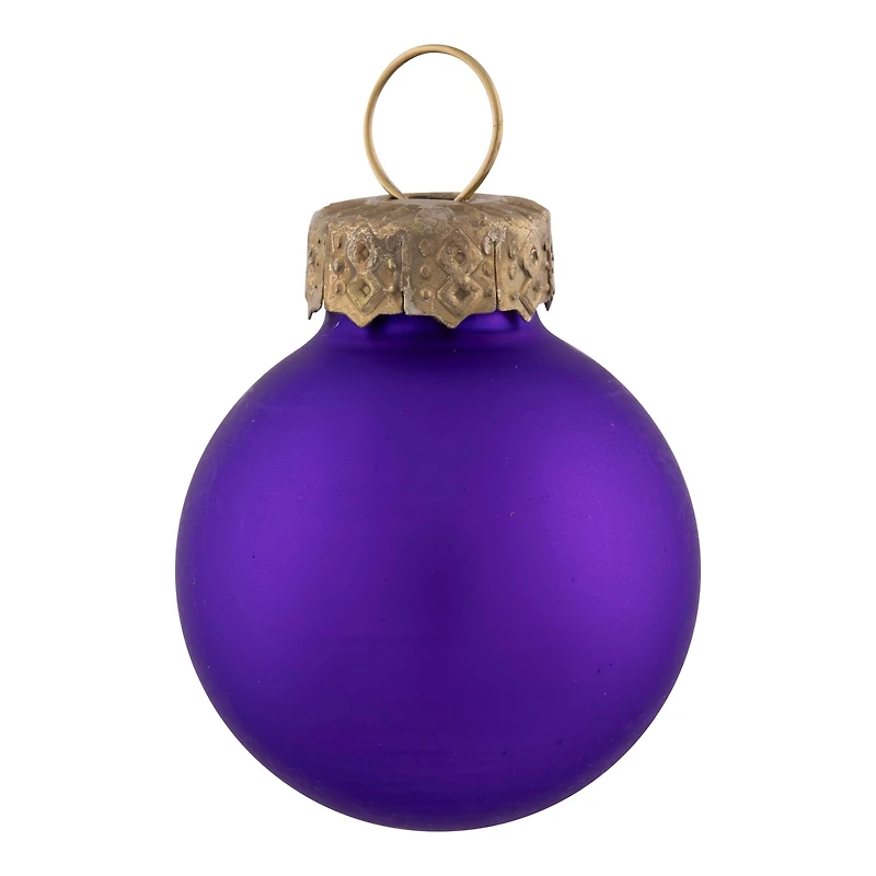 24ct. 1" Purple 2-Finish Glass Ball Ornaments