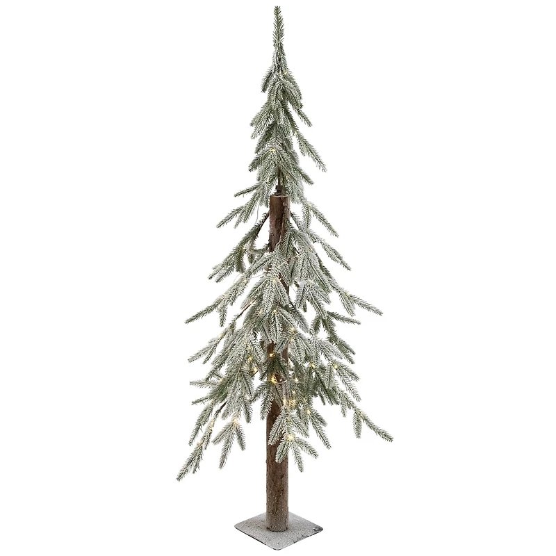 4ft. Pre-Lit Alpine Flocked Artificial Christmas Tree, Clear LED Lights