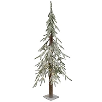 4ft. Pre-Lit Alpine Flocked Artificial Christmas Tree, Clear LED Lights