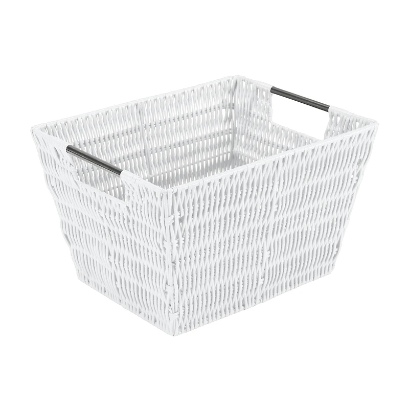 Simplify Medium White Rattan Storage Basket