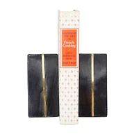 CosmoLiving by Cosmopolitan Set of 2" Black Marble Glam Bookends, 6" x 2" x 3"