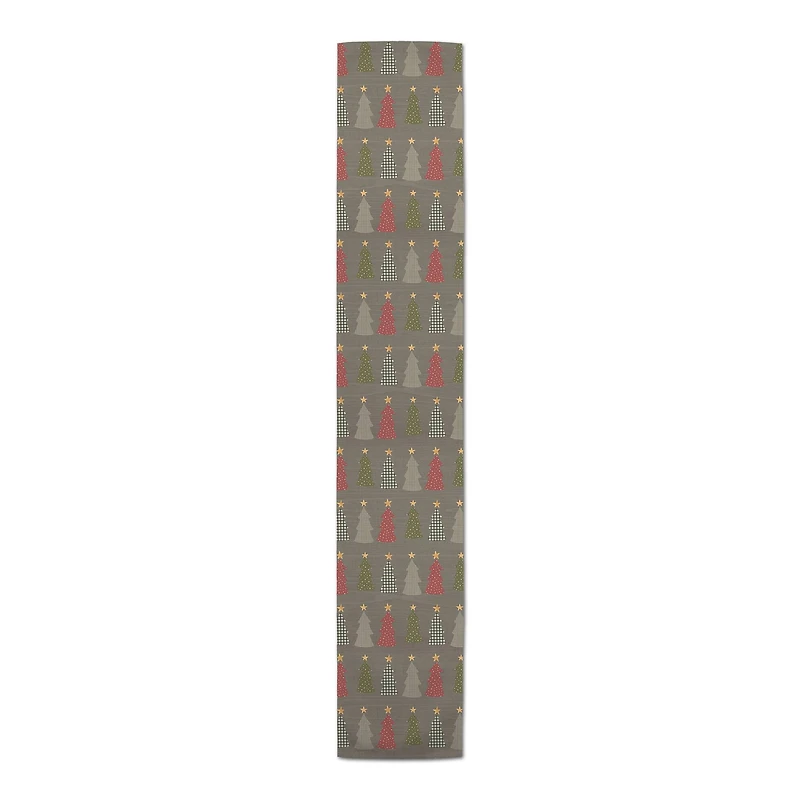 90" Gray Tree Pattern Cotton Twill Runner