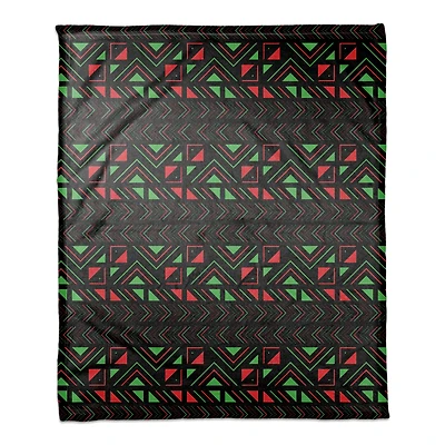 Kwanzaa Triangle & Geometric Pattern Coral Fleece Blanket