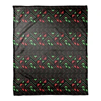 Kwanzaa Triangle & Geometric Pattern Coral Fleece Blanket