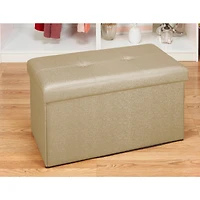 Simplify Metallic Gold Faux Leather Double Folding Storage Ottoman