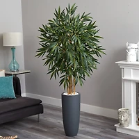 6.5ft. Potted Bamboo Artificial Tree in Gray Cylinder Planter