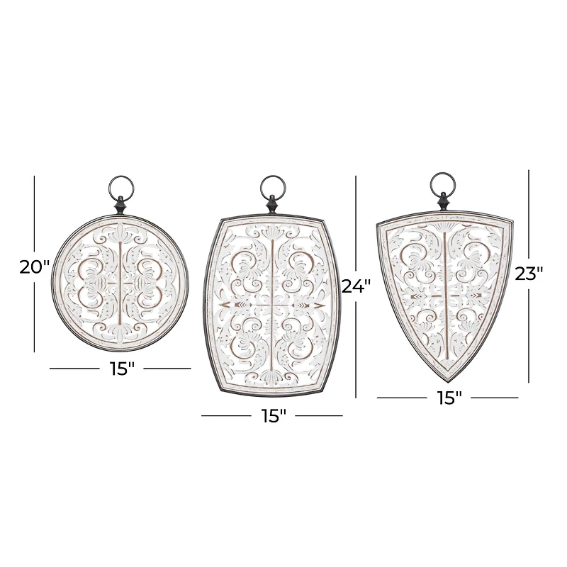 White Wood Farmhouse Geometric Wall Décor Set