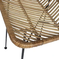 Hello Honey® 40.5" Beige Rattan Bar Stool with Black Metal Frame