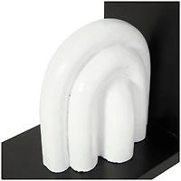 7" White MDF Abstract Layered Arched Bookends with Black Stands Set