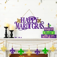 Glitzhome® 24" Metal "HAPPY MARDI GRAS" Wall Decor