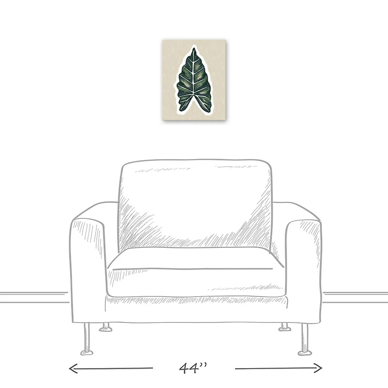 Tropical Leaf With Navy  11" x 14" Canvas Wall Art