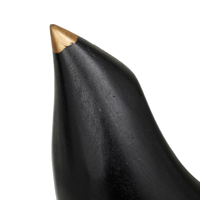 Black Wood Traditional Bird Sculpture, Set of 2" 13", 11"