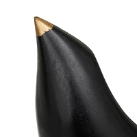 Black Wood Traditional Bird Sculpture, Set of 2" 13", 11"