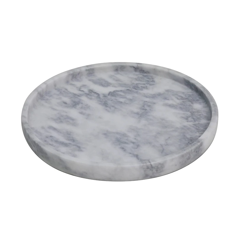 12" White & Gray Round Marble Candle Tray by Ashland®