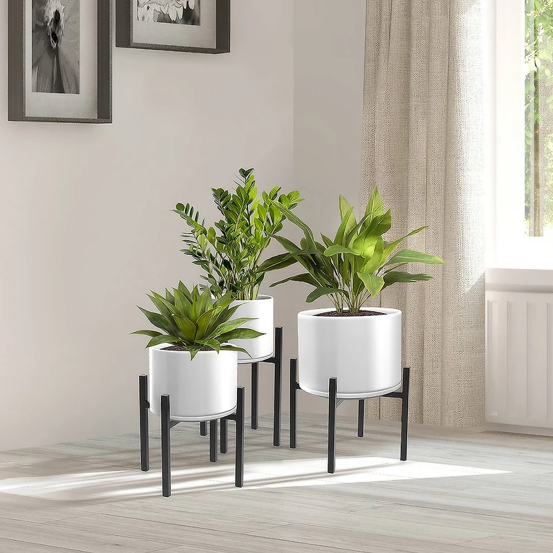 Sorbus 10" Black Mid Century Style Plant Stand