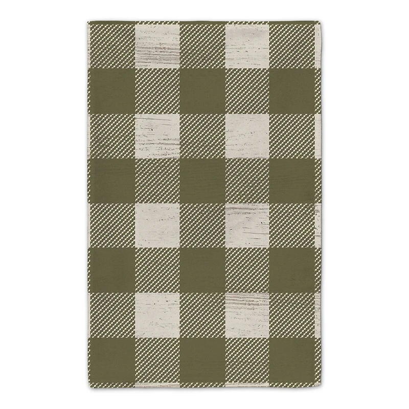 Our Cozy Kitchen Green Buffalo Check Tea Towel - Set of 2