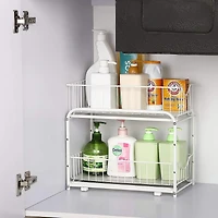 NEX™ White 2-Tier Under Sink Storage Sliding Basket Organizer Drawer