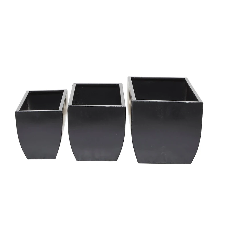 Black Modern Planter, Set of 3" 20", 18", 16"