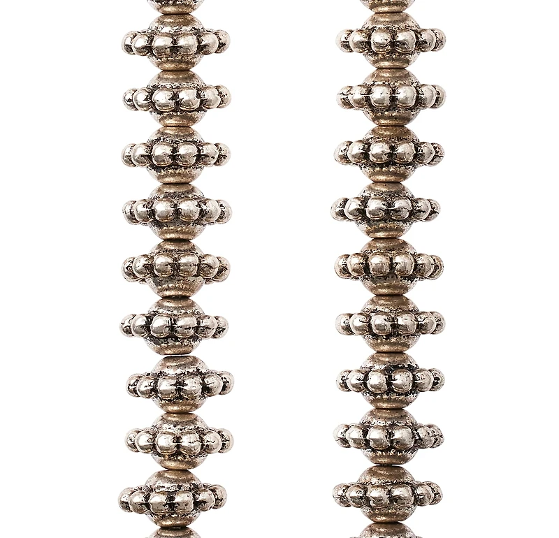 12 Pack:  Silver Plated Bumpy Metal Rondelle Beads, 10mm by Bead Landing™