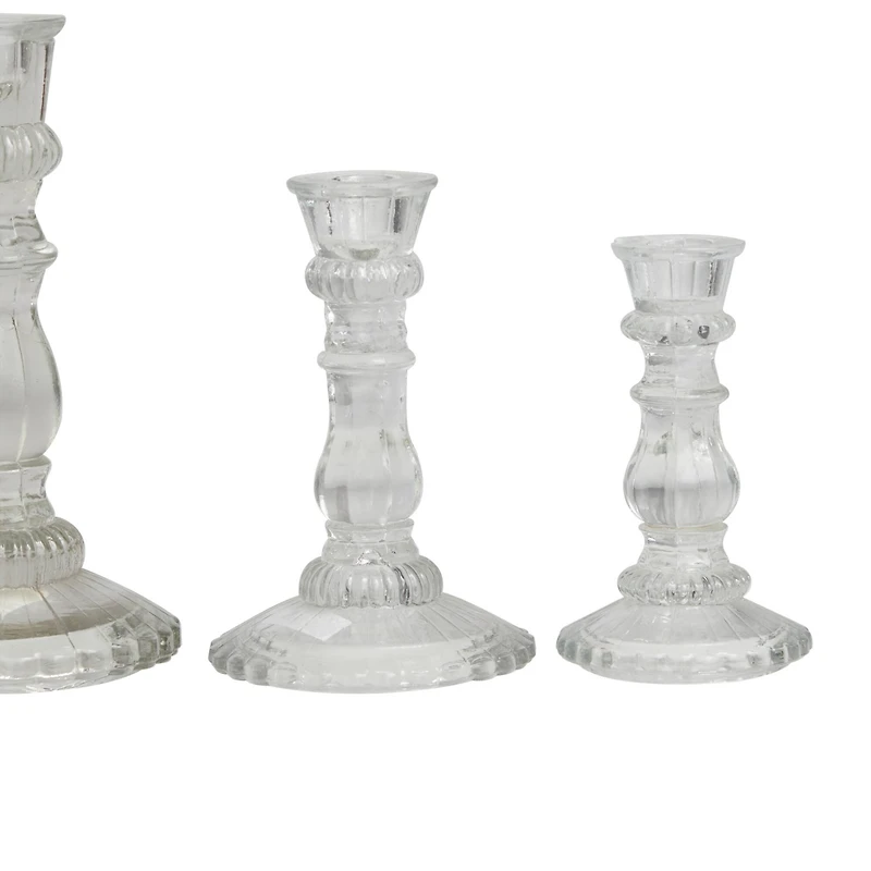 The Novogratz Clear Glass Candle Holder Set