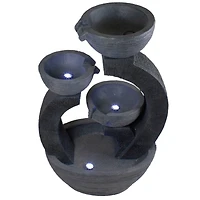 2.6ft. Black Lighted Three-Tier Outdoor Garden Water Fountain