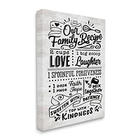 Stupell Industries Our Family Recipe Motivational Kitchen Phrases Life Ingredients Canvas Wall Art