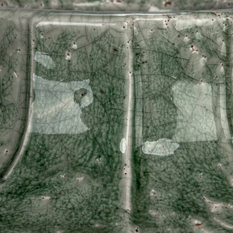 Hello Honey® 9" Green Crackle Glaze Terra Cotta Vase Planter with Embossed Lines