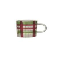 Hello Honey® 8oz. Red, Green & Pink Plaid Stoneware Mug