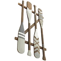 Gray Arrow & Stripe Patterned Wood Paddle Wall Décor