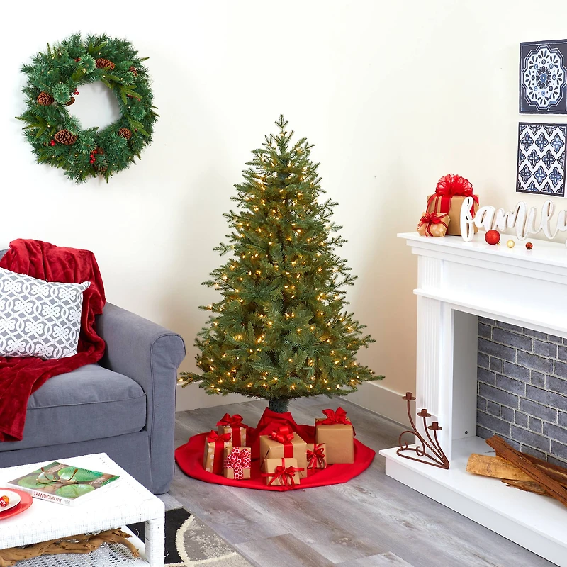 5ft. Pre-Lit New Hampshire Spruce Artificial Christmas Tree, Warm White LED Lights