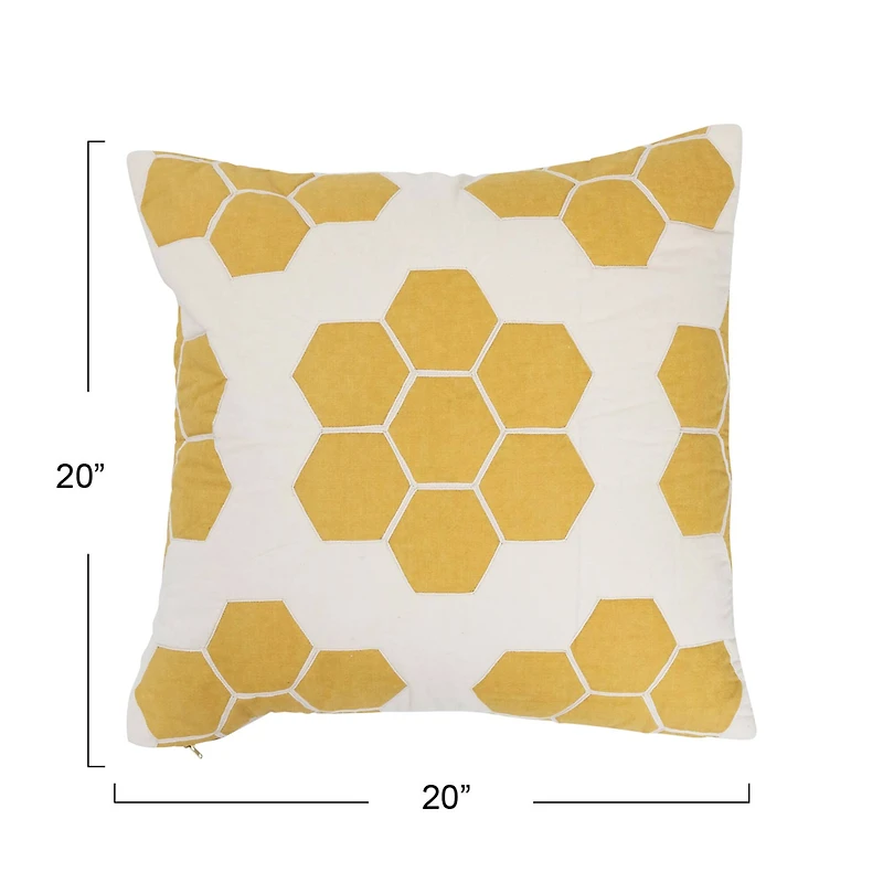 Hello Honey® Yellow & White Quilted Honeycomb Cotton Pillow
