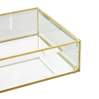 Clear & Gold Beveled Glass & Metal Rectangle Jewelry Box Set