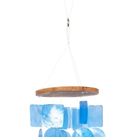 Blue Capiz shell Coastal Windchime, 26", 6"