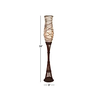 Brown Bamboo and Iron Traditional Floor Lamp, 59" x 10" x 10"