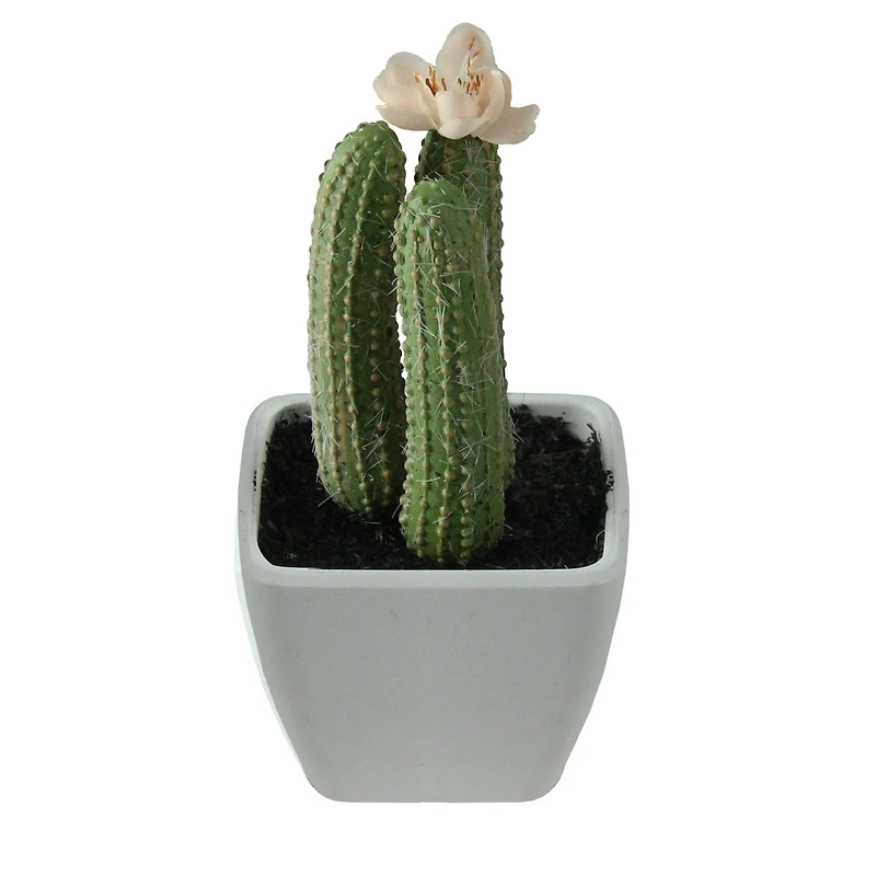 4.25" Faux Columnar Cactus In White Pot