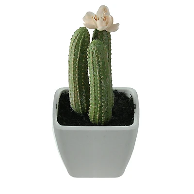 4.25" Faux Columnar Cactus In White Pot
