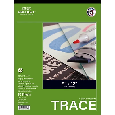 Pro Art® Tracing Paper Pad, 9" x 12"