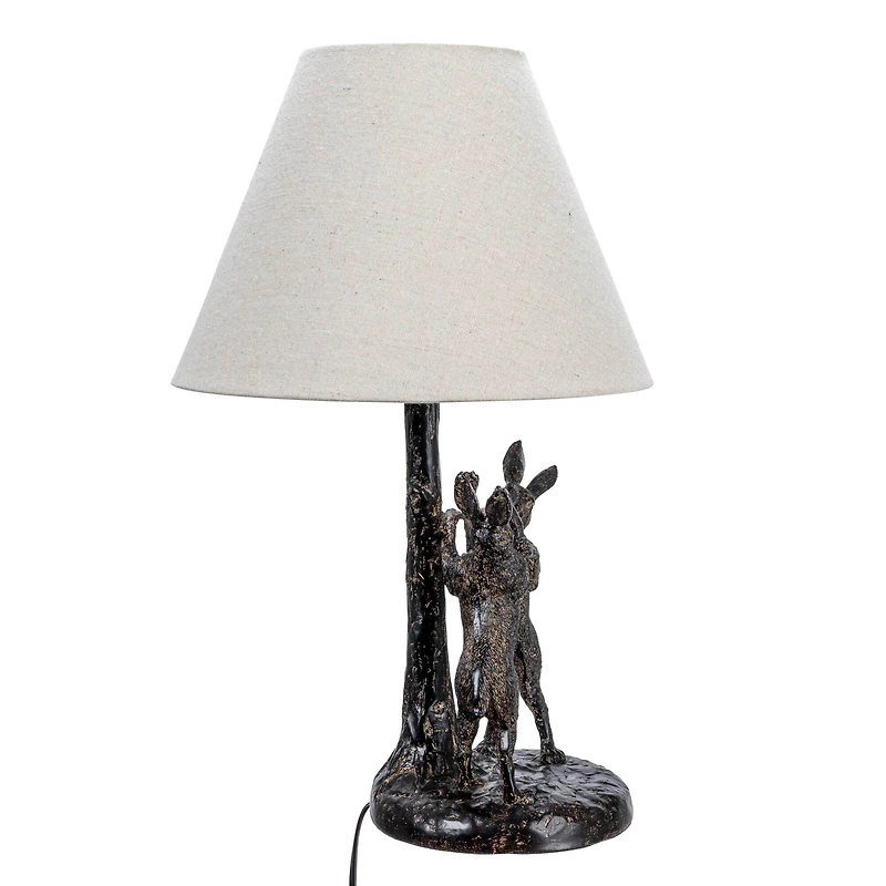 Hello Honey® 18.5" Brown & Natural Bunny Rabbit Table Lamp with Linen Empire Shade