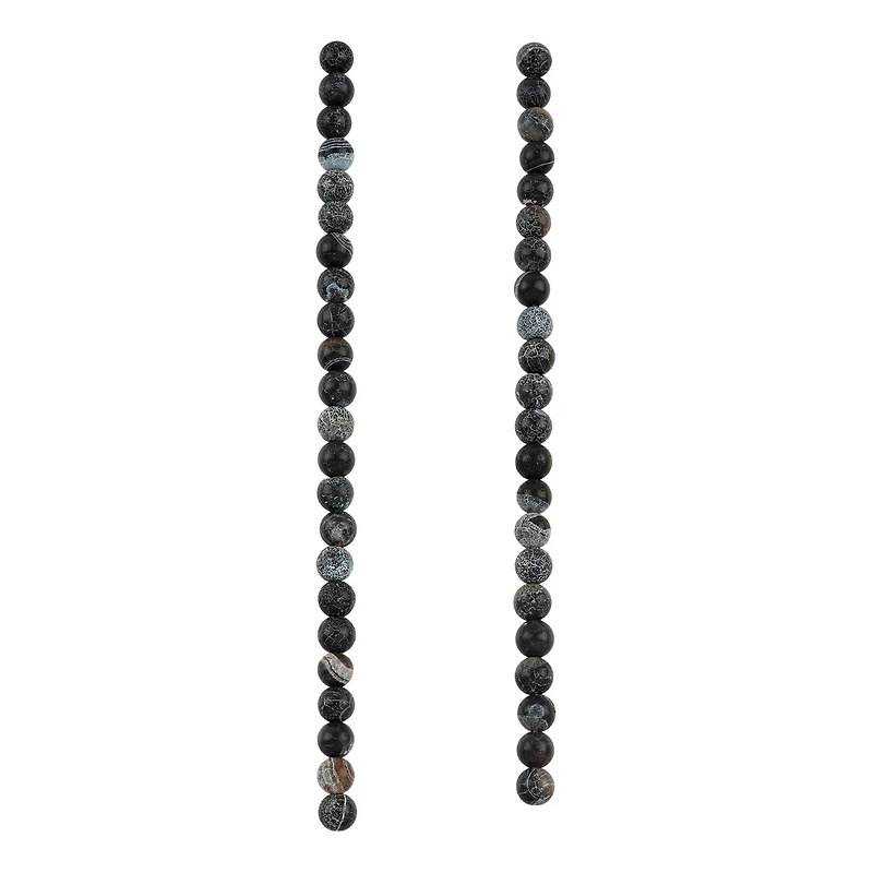 Black Crackle Agate Round Beads, 6mm by Bead Landing™