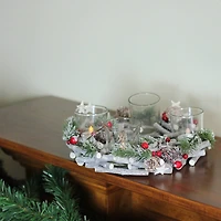 10" Frosted Berries & Branches Votive Candle Holder