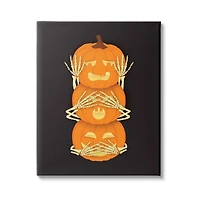 Stupell Industries Hear See Speak No Evil Pumpkins Canvas Wall Art