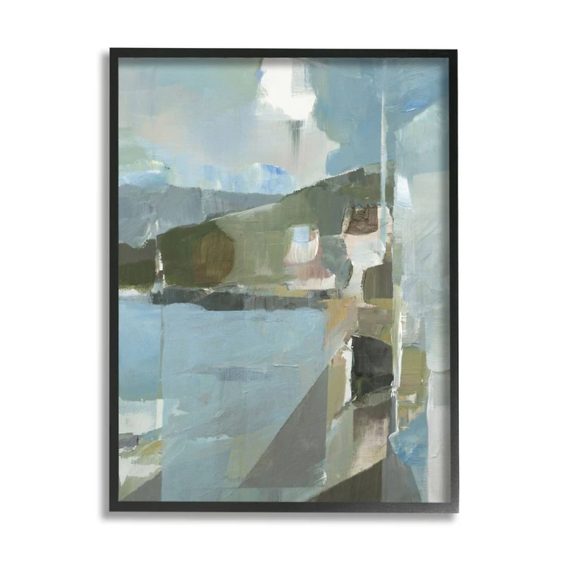 Stupell Industries Blue & Green Abstract Coastal Landscape with Frame Wall Accent