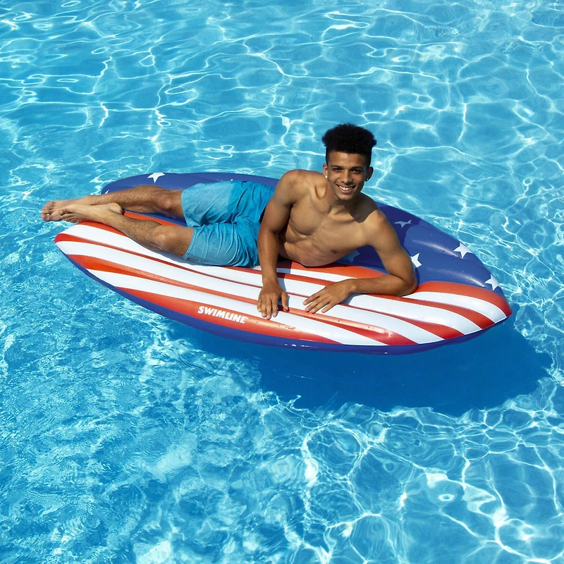 73" Americana Surfboard Shaped Inflatable Swimming Pool Lounge Float